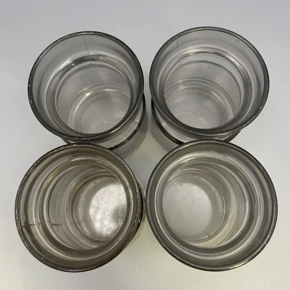 Vtg 4 MCM Storage Jars Desk Organization Red Blue White‎ Ball Lids Retro *Read